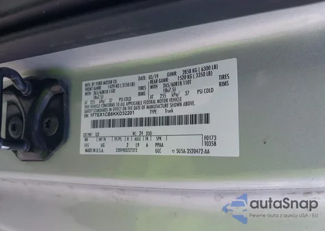 2019 Ford F-150 Xlt z USA, uszkodzony, nr VIN 1FTEX1CB8KKD32201